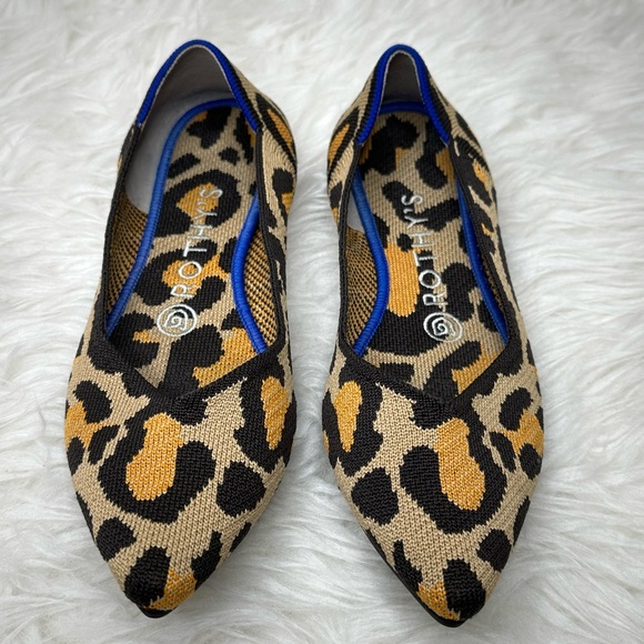Rothy’s Women’s The Point Leopard Cheetah Animal Print Flat Size 6.5 - Picture 2 of 10